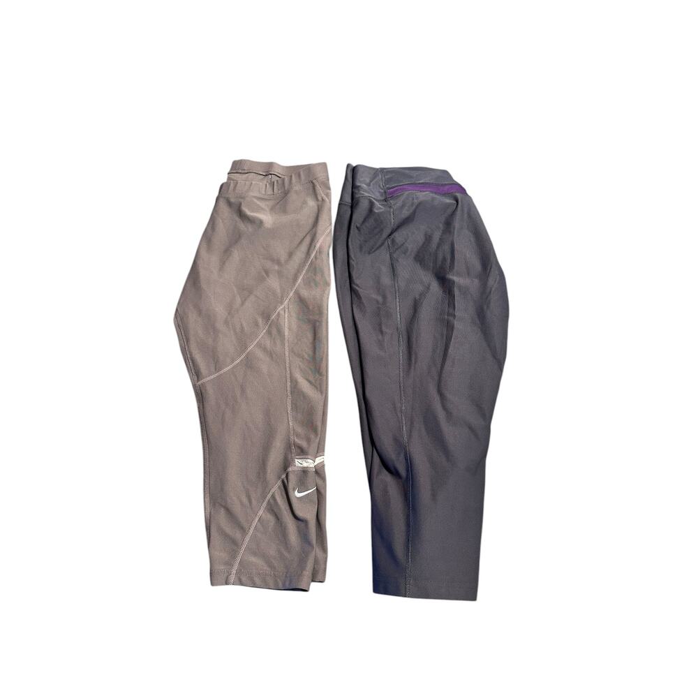 Nike Dri-Fit Cropped Leggings Size Medium Set of 2 Brown and Gray